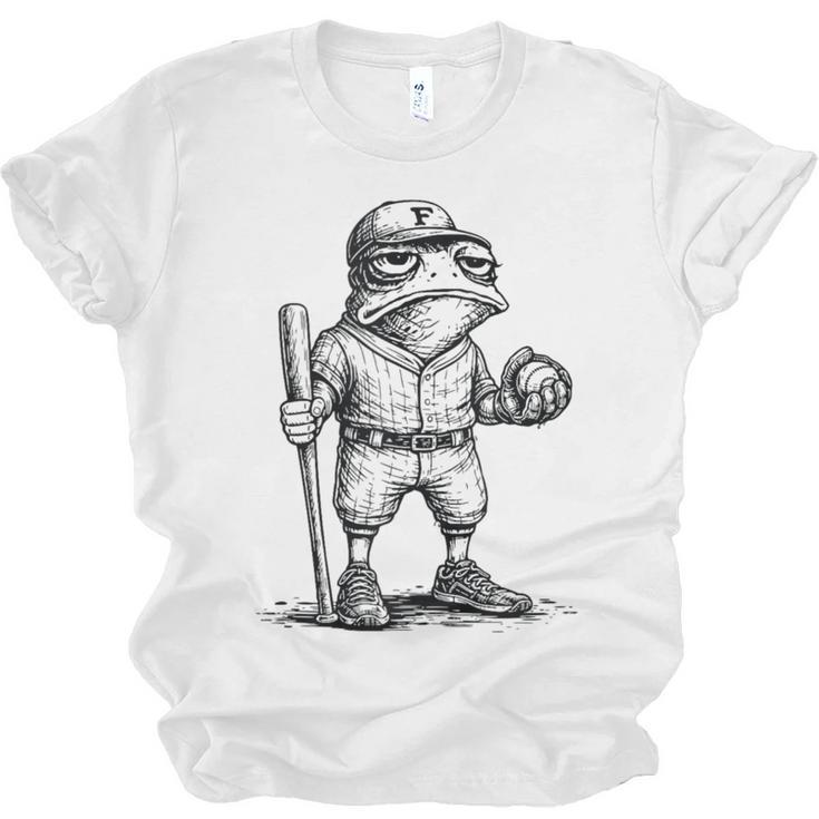 Frog Basketbal Men Women Grumpy Frog Playing Baseball Unisex Jersey T-Shirt