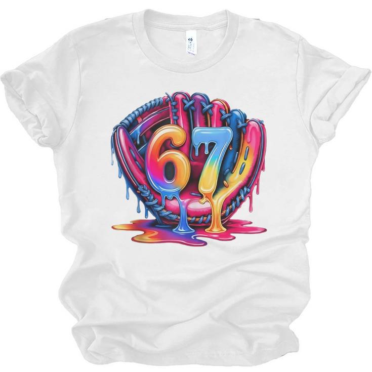Gen Alpha Slang Ice Cream Drip Six Seven 67 Baseball Catcher Unisex Jersey T-Shirt