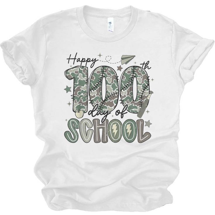 Happy 100th Day Of School Baseball Camo Boys Kids Toddler Unisex Jersey T-Shirt