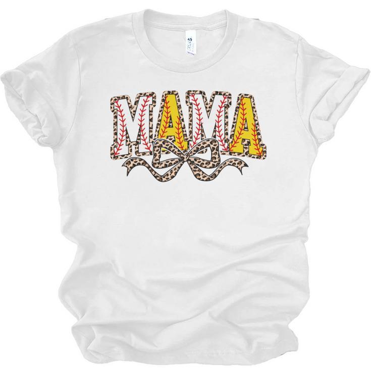 Leopard Baseball Softball Mama Bow Softball Baseball Mom Unisex Jersey T-Shirt