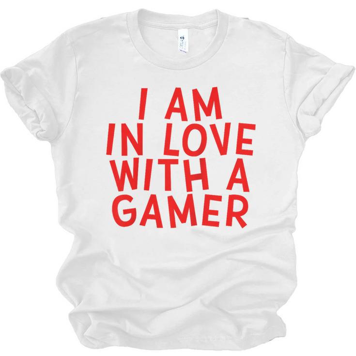 I Am In Love With A Gamer Cute Valentines Day Gamer Couple Raglan Baseball Tee Unisex Jersey T-Shirt