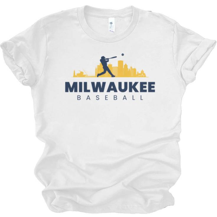 Milwaukee Baseball Minimalist City Skyline Baseball Lover Unisex Jersey T-Shirt