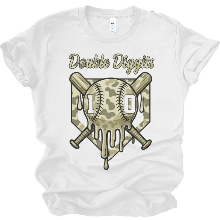 Old School Camo Baseball Drip Double Digits 10th Birthday Unisex Jersey T-Shirt