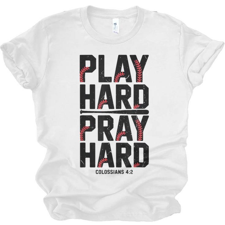 Play Hard Pray Hard Youth Boy Christian Baseball Jesus Unisex Jersey T-Shirt