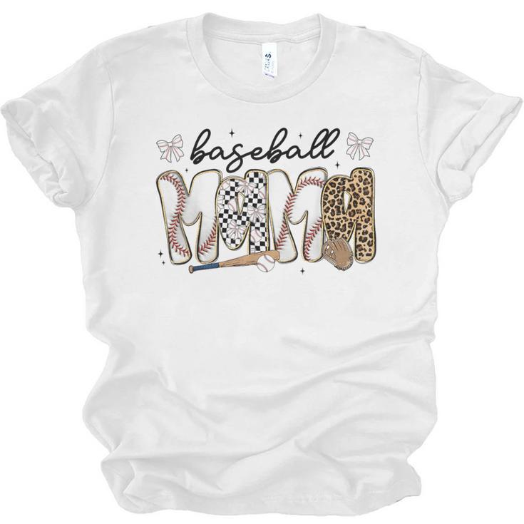 Preppy Baseball Mama Coquette Bow Game Day Mom Mother Unisex Jersey T-Shirt