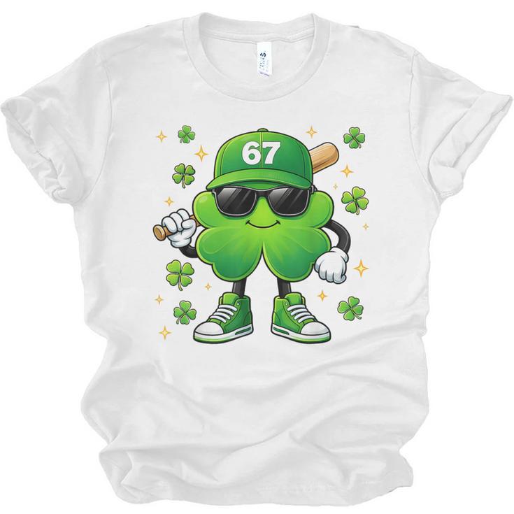 Shamrocks Playing Baseball St Patricks Day 6 7 Meme Men Boys Unisex Jersey T-Shirt