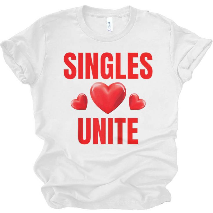 Singles Unite Valentines Day Humor For Singles Raglan Baseball Tee Unisex Jersey T-Shirt