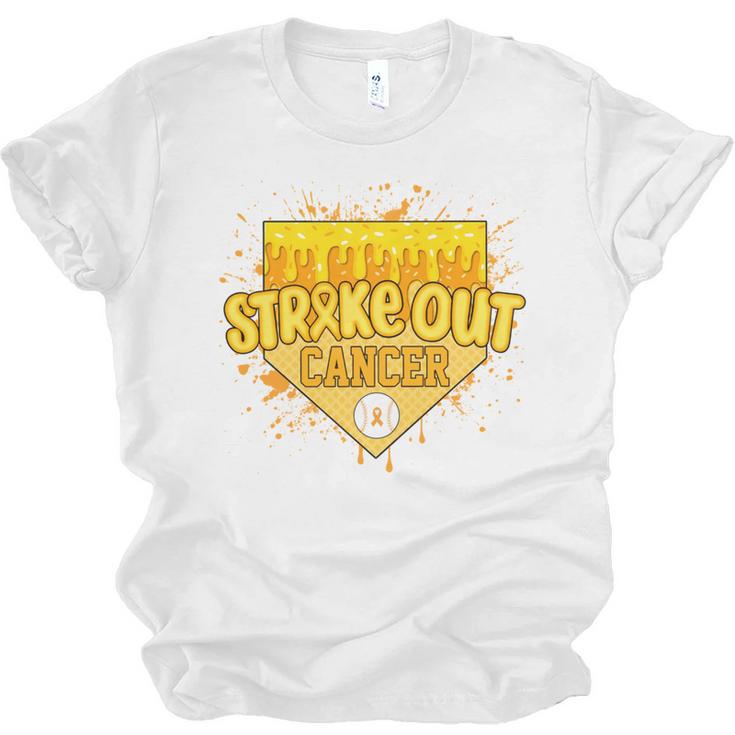 Strike Out Childhood Cancer Boys Baseball Drip Gold Ribbon Unisex Jersey T-Shirt