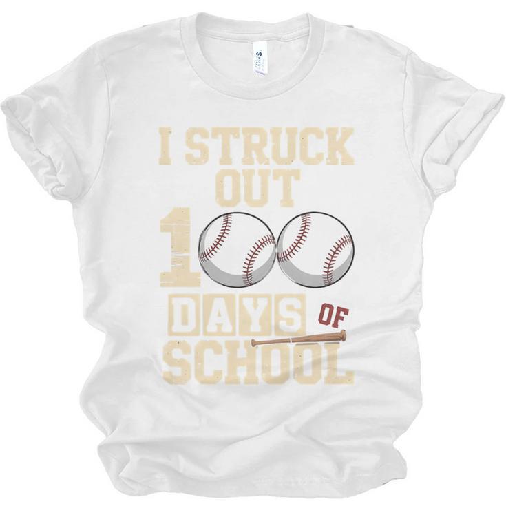 I Struck Out 100 Days Of School Baseball Fan Students Batter Premium Tri-Blend Unisex Jersey T-Shirt