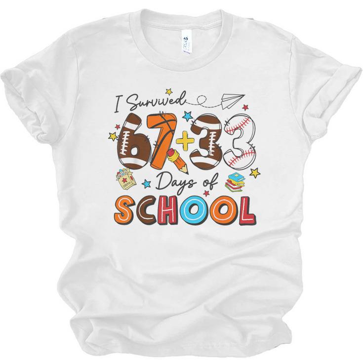 I Survived 67 33 Days Of School Baseball Basketball Football Unisex Jersey T-Shirt