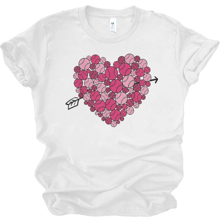 Valentine's Day Baseball Heart Softball Player Sports Lover Unisex Jersey T-Shirt