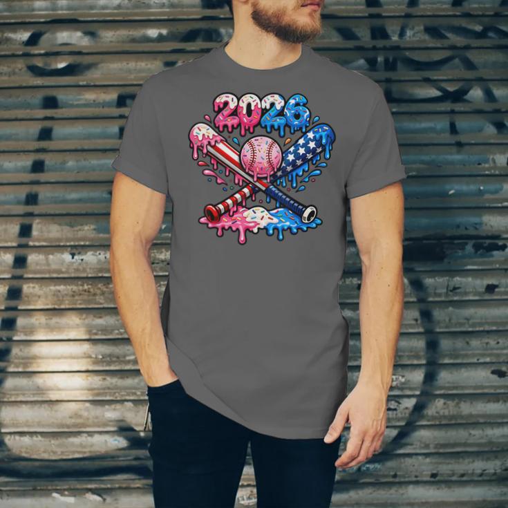 2026 American Flag Baseball Ice Cream Drip Bats Boys Unisex Jersey T-Shirt 2026 American Flag Baseball Ice Cream Drip Bats Boys Unisex Jersey T-Shirt