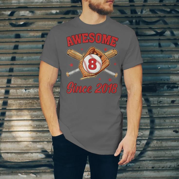 8 Year Old Boys Awesome Since 2018 Baseball Birthday Unisex Jersey T-Shirt