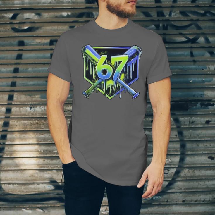 Awesome 67 Baseball Drip Effect Baseball 6-7 Meme Graphic Unisex Jersey T-Shirt