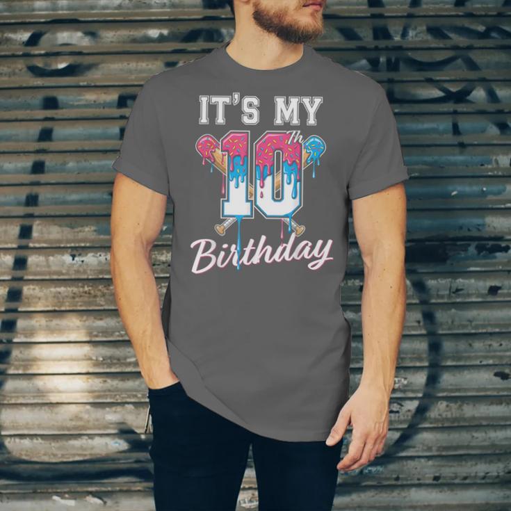 Baseball 10 Year Old Ice Cream Drip 10th Birthday Boys Unisex Jersey T-Shirt