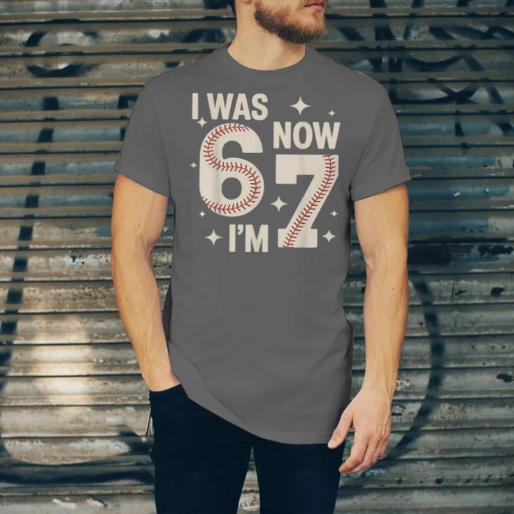 Baseball 7th Birthday 6 7 Years Old I Was 6 Now I'm 7 Unisex Jersey T-Shirt
