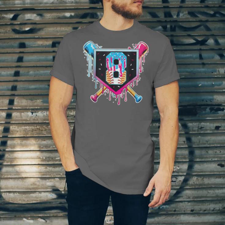 Baseball 8 Year Old Boy Ice Cream Drip 8th Birthday Player Unisex Jersey T-Shirt Baseball 8 Year Old Boy Ice Cream Drip 8th Birthday Player Unisex Jersey T-Shirt