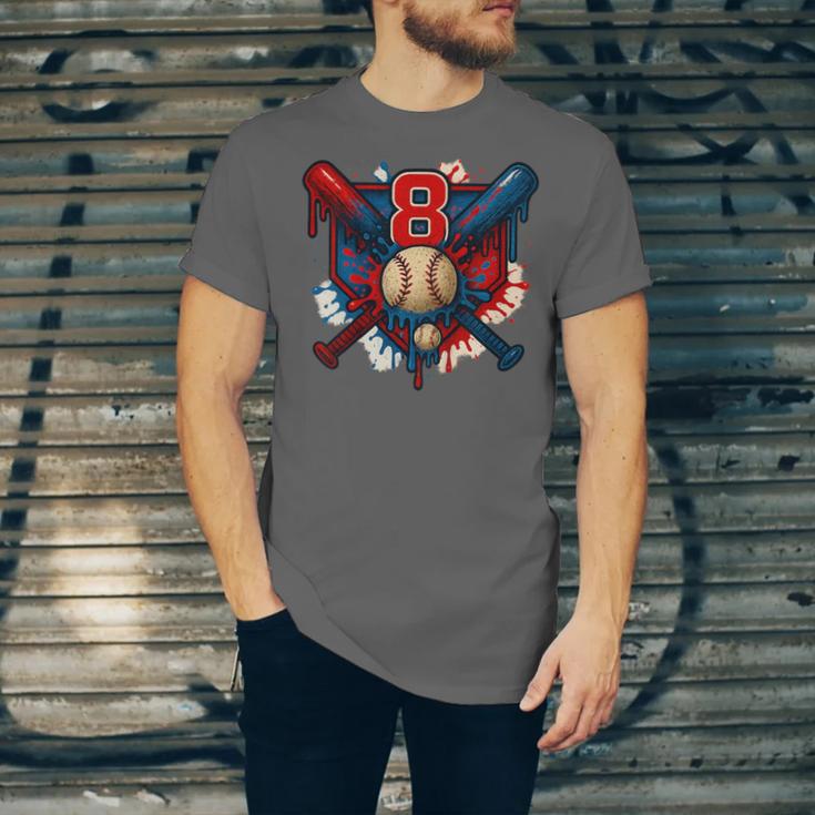 Baseball 8 Year Old Splash Drip 8th Birthday Boy Number 8 Unisex Jersey T-Shirt Baseball 8 Year Old Splash Drip 8th Birthday Boy Number 8 Unisex Jersey T-Shirt