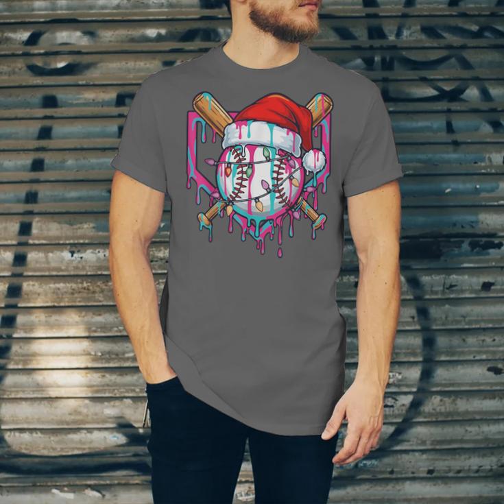 Baseball Christmas Santa Hat Baseball Christmas Drip Unisex Jersey T-Shirt