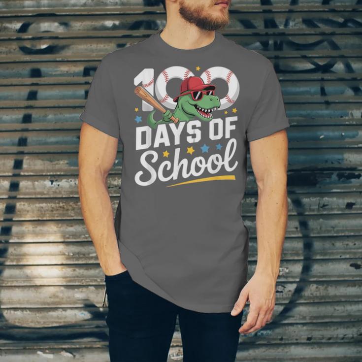 Baseball Dinosaur 100 Days Of School Kids Theme Unisex Jersey T-Shirt