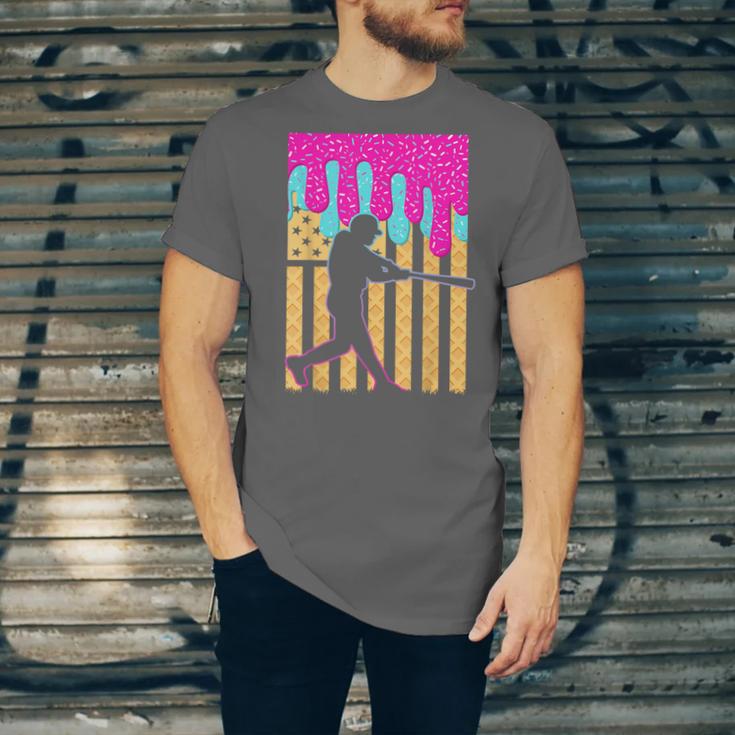 Baseball Drip Bat Boys Ice Cream American Flag 4th Of July Unisex Jersey T-Shirt Baseball Drip Bat Boys Ice Cream American Flag 4th Of July Unisex Jersey T-Shirt