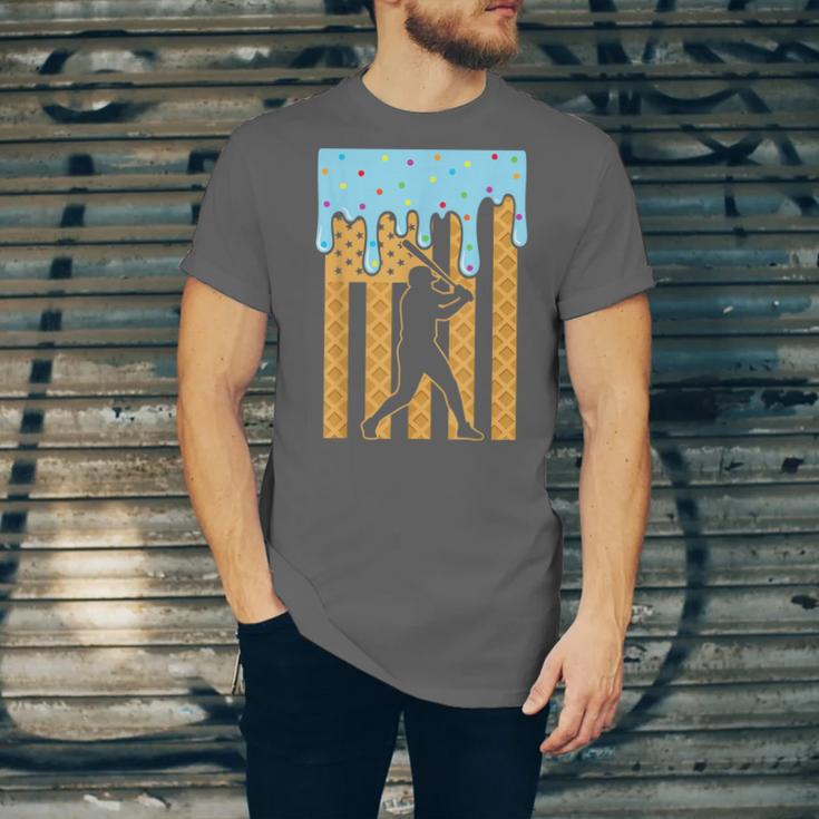 Baseball Drip Dripping Ice Cream Sport Player American Flag Unisex Jersey T-Shirt Baseball Drip Dripping Ice Cream Sport Player American Flag Unisex Jersey T-Shirt