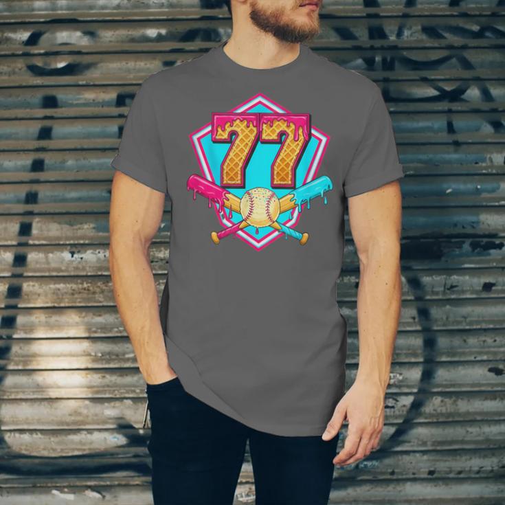Baseball Drip Jersey Number 77 For Players & 77th Birthday Unisex Jersey T-Shirt