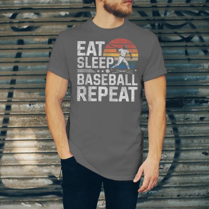 Baseball Fan Vintage Retro Eat Sleep Baseball Repeat Unisex Jersey T-Shirt