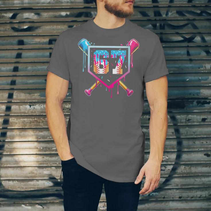 Baseball Ice Cream Drip Number 67 Player 67th Birthday Unisex Jersey T-Shirt