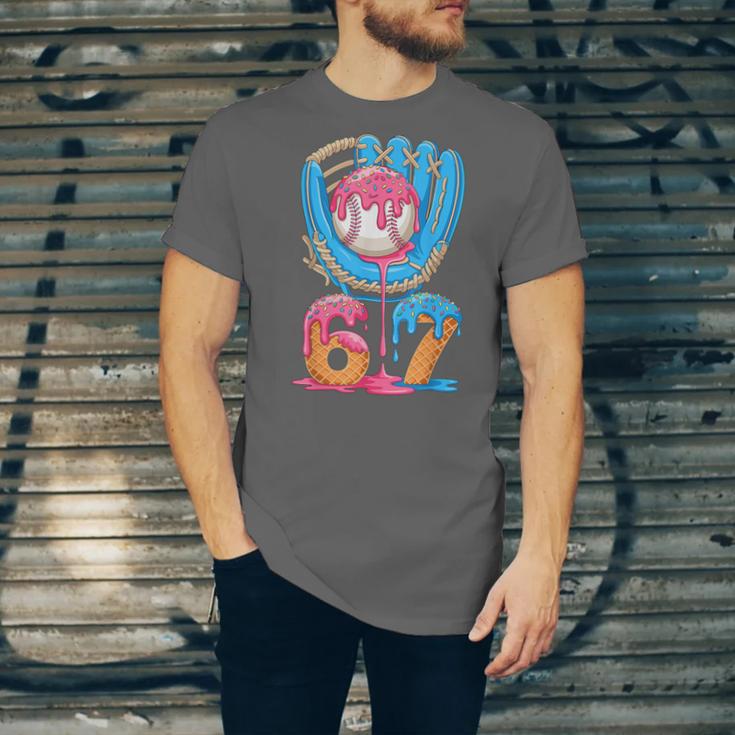 Baseball Ice Cream Drip Six Seven Gen Alpha Slang Meme 67 Unisex Jersey T-Shirt