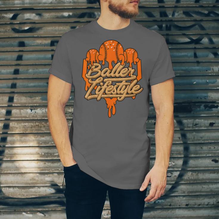 Baseball Lifestyle Home Plate Orange Ice Cream Drip Men Boys Unisex Jersey T-Shirt