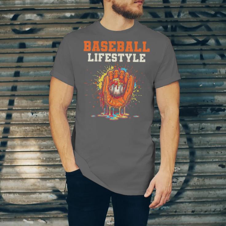 Baseball Lifestyle Ice Cream Drip Baseball Glove Crossed Bat Unisex Jersey T-Shirt