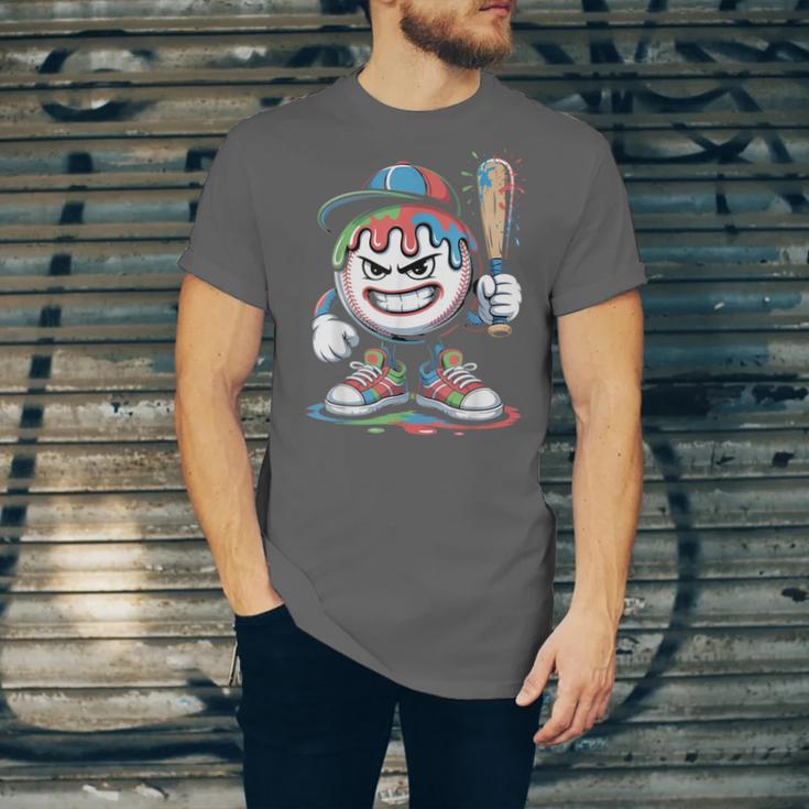 Baseball Mascot Attitude Graffiti Splash Bat Cap Unisex Jersey T-Shirt Baseball Mascot Attitude Graffiti Splash Bat Cap Unisex Jersey T-Shirt
