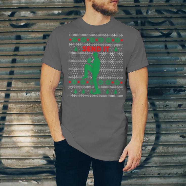 Baseball Player Christmas Pajama Send It Xmas PJs Boys Unisex Jersey T-Shirt