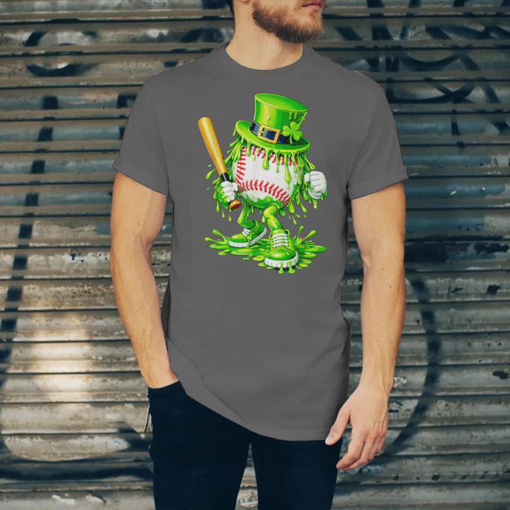 Baseball Player Ice Cream Drip Shamrocks St Patrick's Day Unisex Jersey T-Shirt
