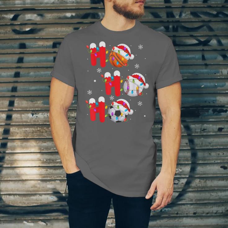 Basketball Baseball Soccer Christmas Ho Ho Ho Santa Xmas Unisex Jersey T-Shirt
