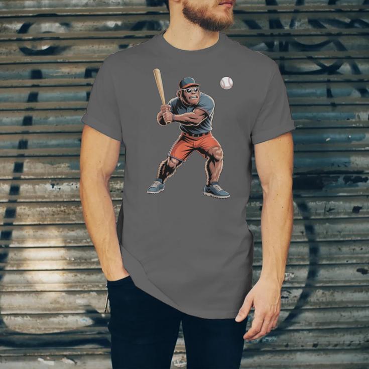 Bigfoot Playing Baseball Boys Kids Men Baseball Player Unisex Jersey T-Shirt Bigfoot Playing Baseball Boys Kids Men Baseball Player Unisex Jersey T-Shirt