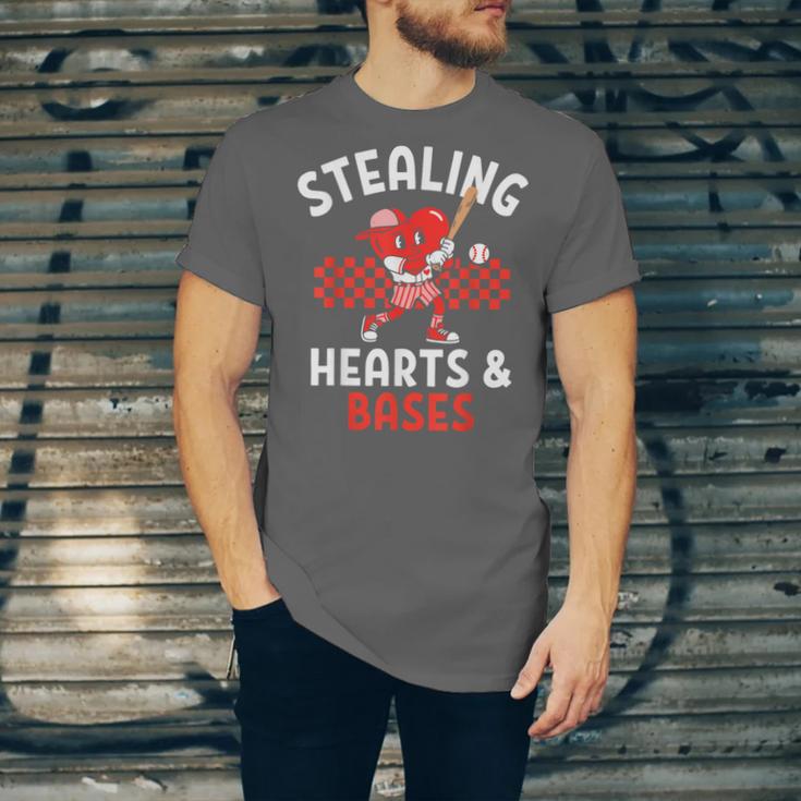 Boys Baseball Valentines Day Stealing Hearts Valentine Kids Unisex Jersey T-Shirt