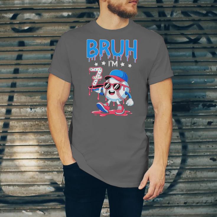 Bruh I'm 7 Baseball Ice Cream Drip It's My 7th Birthday Unisex Jersey T-Shirt