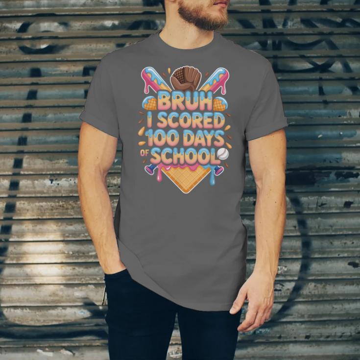 Bruh I Scored 100 Days Of School Baseball Ice Cream Drip Tee Unisex Jersey T-Shirt