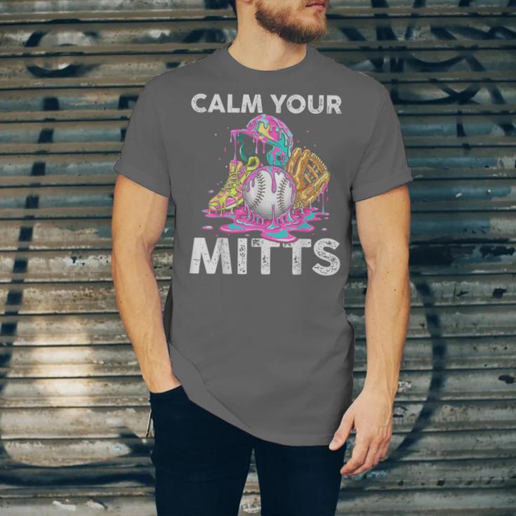 Calm Your Mitts Baseball Ice Cream Drip Crossed Bats Sport Unisex Jersey T-Shirt