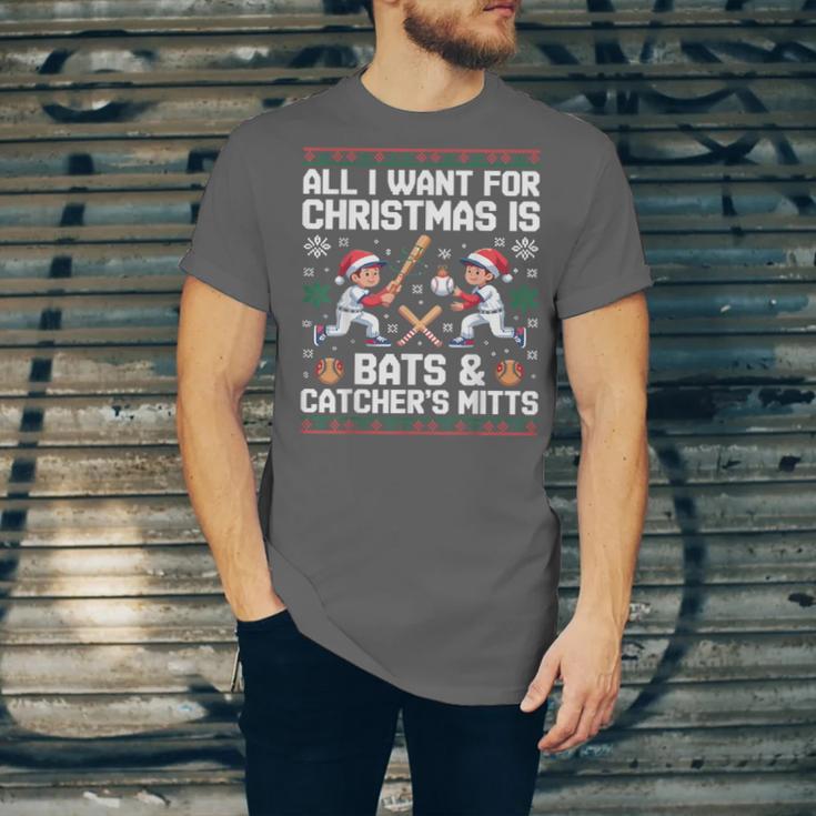 Christmas Baseball Bats Catcher Mitts Holiday Tee Unisex Jersey T-Shirt Christmas Baseball Bats Catcher Mitts Holiday Tee Unisex Jersey T-Shirt