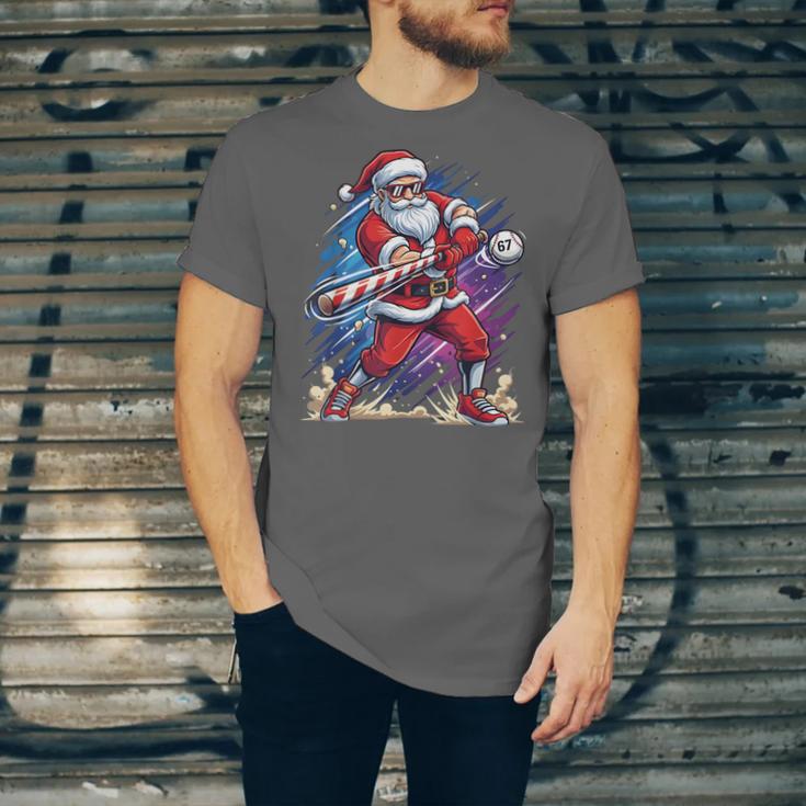 Christmas Baseball Santa Game Day Xmas Boys Kids Men Unisex Jersey T-Shirt