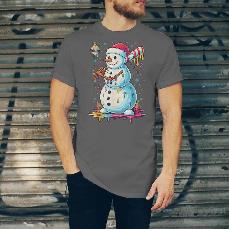 Christmas Baseball Snowman Drip For Boys Men Girls Women Unisex Jersey T-Shirt
