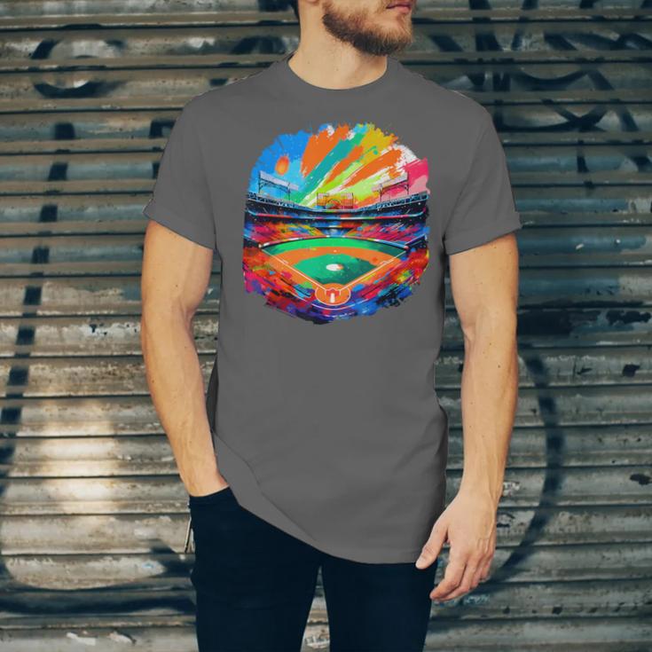 Colorful Baseball Field Home Run Baseball Player Fans Unisex Jersey T-Shirt Colorful Baseball Field Home Run Baseball Player Fans Unisex Jersey T-Shirt
