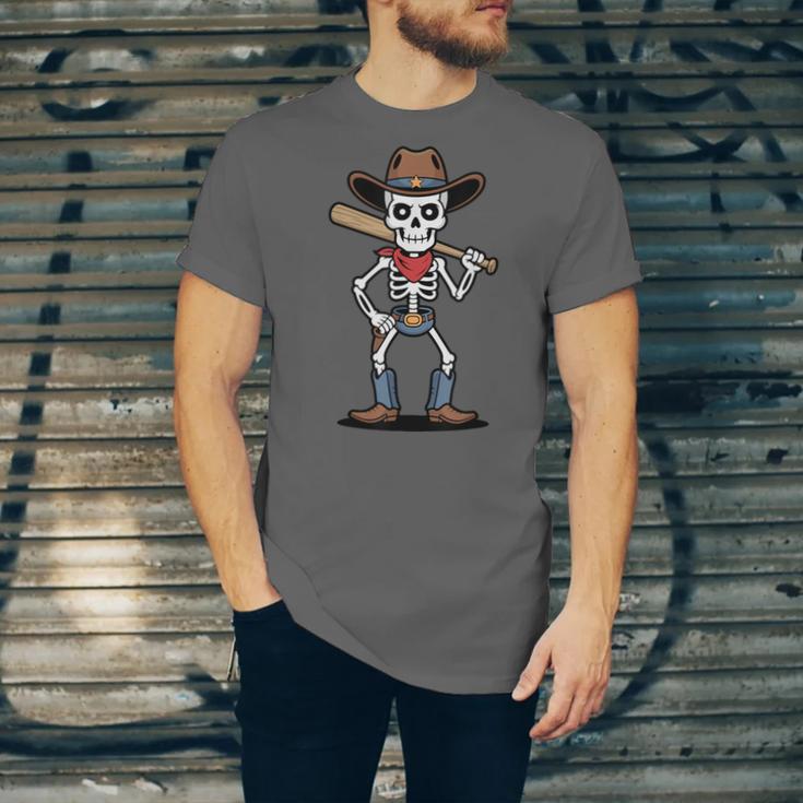 Cowboy Skeleton Baseball Halloween Graphic Unisex Jersey T-Shirt Cowboy Skeleton Baseball Halloween Graphic Unisex Jersey T-Shirt