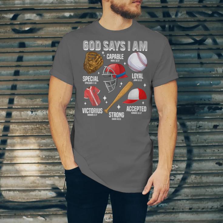 God Says I Am Baseball Player Catcher Pitcher Boys Men Unisex Jersey T-Shirt God Says I Am Baseball Player Catcher Pitcher Boys Men Unisex Jersey T-Shirt