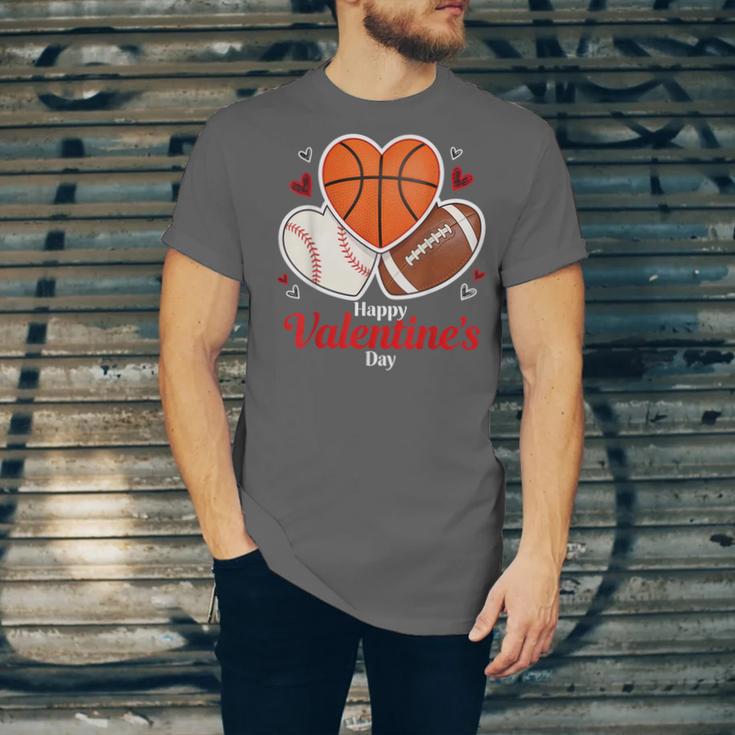 Happy Valentine’s Basketball Football Valentine Baseball Unisex Jersey T-Shirt