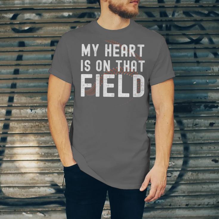 My Heart Is On That Field Baseball Softball Dad Father Unisex Jersey T-Shirt My Heart Is On That Field Baseball Softball Dad Father Unisex Jersey T-Shirt
