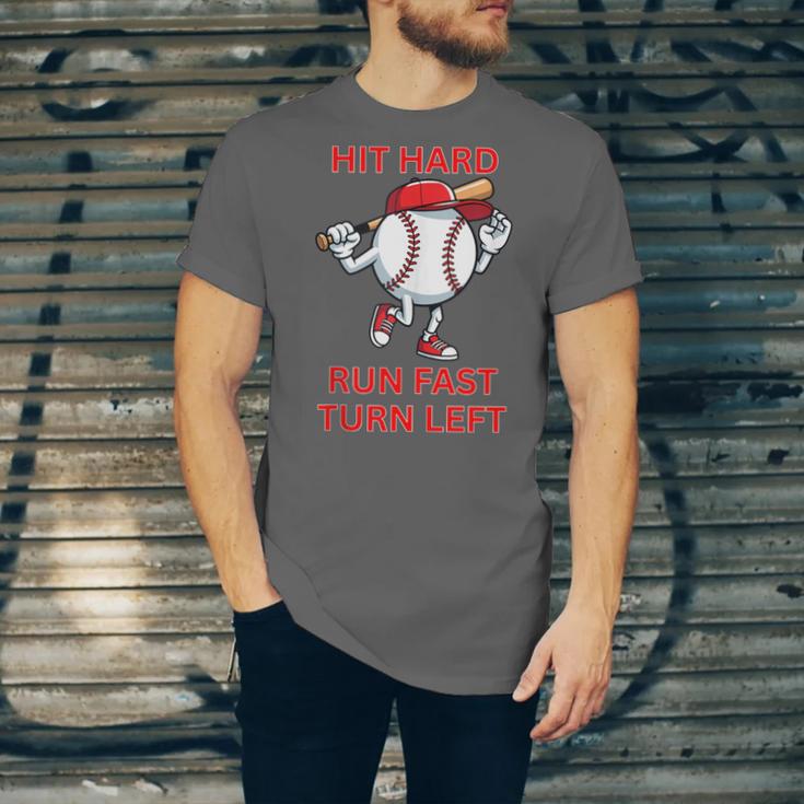 Hit Hard Run Fast Turn Left Baseball Player Unisex Jersey T-Shirt Hit Hard Run Fast Turn Left Baseball Player Unisex Jersey T-Shirt